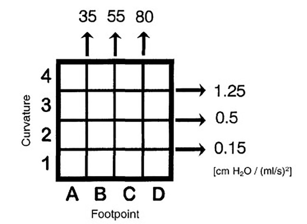 Figura 10. Representación de la cuadrícula 4x4 del Gráfico CHESS de detrusor/flujo.